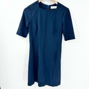 MM LaFleur The Emily Dress Size 2 Navy Blue WonderTex Classic Sheath Career $235